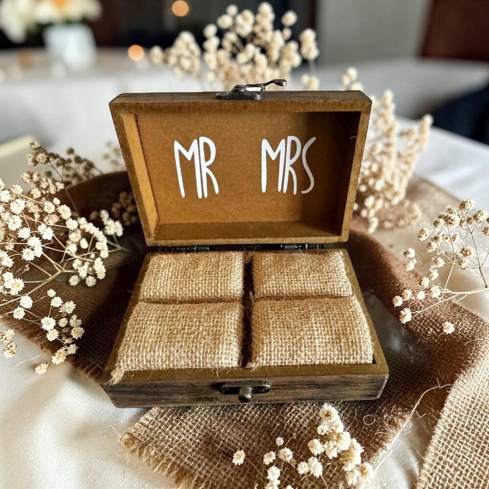 Wooden Wedding Ring Box | “And the Two Became One | Rustic Mr & Mrs Keepsake